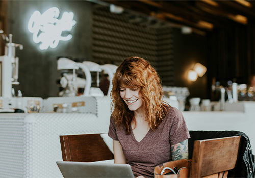 A girl using a laptop